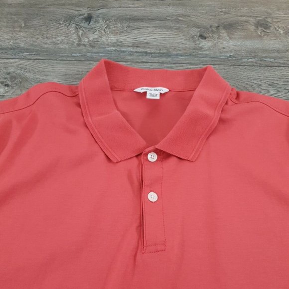 Calvin Klein Men XL Short Sleeve Polo Shirt Cotton Melon Active Golf Casual - Picture 5 of 10